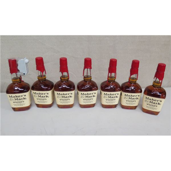 Qty 7 Maker's Mark Whiskey Bottles (Must be at least 21 years old to purchase - ID will be checked)