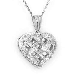 CERTIFIED 0.38ctw DIAMOND HEART NECKLACE 14K WHITE GOLD