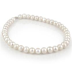 CERTIFIED 11-12mm WHITE PEARL NECKLACE W/ GOLD CLASP