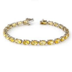 CERTIFIED 12.18ctw CITRINE TENNIS BRACELET WHITE GOLD