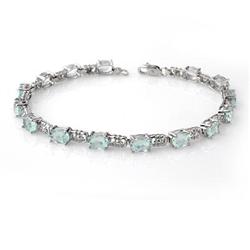 CERTIFIED 8.0ctw AQUAMARINE TENNIS BRACELET WHITE GOLD