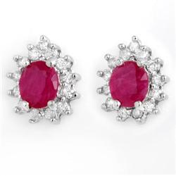 CERTIFIED 4.44ctw RUBY & DIAMOND EARRINGS 14KT GOLD