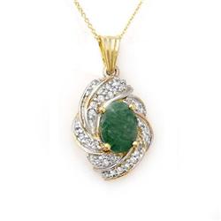 CERTIFIED 3.17ctw EMERALD & DIAMOND PENDANT 14KT GOLD