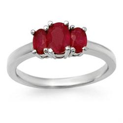 CERTIFIED THREE-STONE 1.0ct RUBY LADIES RING WHITE GOLD