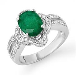 CERTIFIED 2.95ctw EMERALD & DIAMOND RING WHITE GOLD