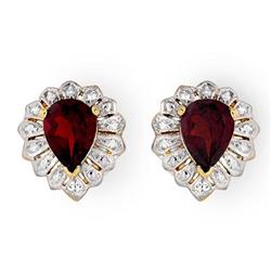 CERTIFIED 2.20ctw GARNET STUD EARRINGS YELLOW GOLD