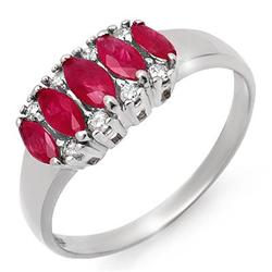 CERTIFIED .77ctw RUBY & DIAMOND LADIES RING WHITE GOLD