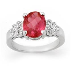 ACA CERTIFIED 3.85ct RUBELLITE & DIAMOND RING 14KT GOLD