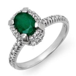 CERTIFIED 1.90ctw EMERALD & DIAMOND RING WHITE GOLD