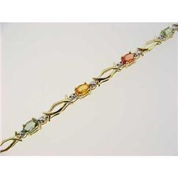 CERTIFIED 3.0ctw MULTI-COLOR SAPPHIRE TENNIS BRACELET