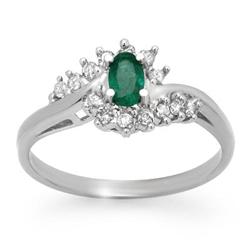 CERTIFIED .45 ctw EMERALD & DIAMOND RING WHITE GOLD