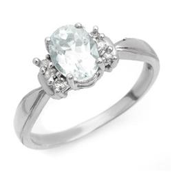 CERTIFIED 1.06ctw DIAMOND & AQUAMARINE RING WHITE GOLD