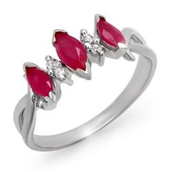 CERTIFIED .57ctw RUBY & DIAMOND LADIES RING WHITE GOLD