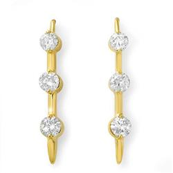 ACA CERTIFIED 1.0CT DIAMOND DROP EARRINGS YELLOW GOLD