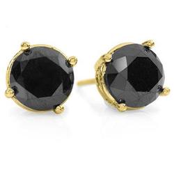 CERTIFIED 3.0 ctw BLACK DIAMOND STUD EARRINGS 14KT GOLD