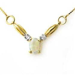 CERTIFIED 1.30ctw OPAL & DIAMOND NECKLACE YELLOW GOLD