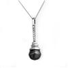 Image 1 : CERTIFIED 11-10mm BLACK PEARL & DIAMOND LADIES PENDANT