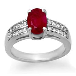 CERTIFIED 3.38ctw RUBY & DIAMOND RING 14KT WHITE GOLD