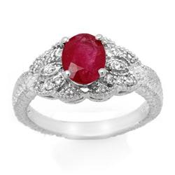 CERTIFIED 2.10ctw RUBY & DIAMOND RING 14KT WHITE GOLD