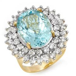 CERTIFIED 10.50ctw AQUAMARINE & DIAMOND RING 14KT GOLD