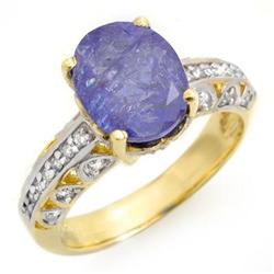 CERTIFIED 4.33ctw DIAMOND & TANZANITE RING YELLOW GOLD