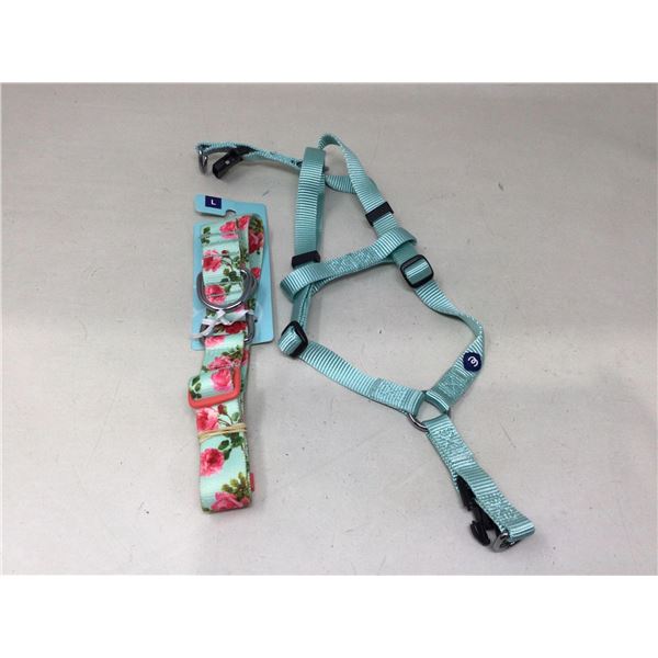 Lot of 2 dog collar and harness