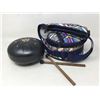 Image 1 : Black steel tongue drum with sticks and carrying case