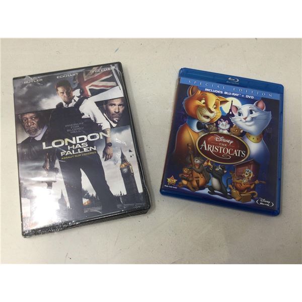 Lot of 2 DVD London has Fallen and Blue Ray Disney Aristocats