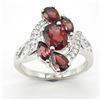 Image 1 : Silver Garnet Cz(2.9ct) Rhodium Plated Ring (~weight 3.4g)