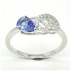 Image 1 : Silver Tanzanite White Topaz(1.1ct) Rhodium Plated Ring (~weight 2.25g)
