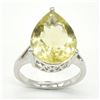 Image 1 : Silver Lemon Quartz(8.1ct) Rhodium Plated Ring (~weight 4.65g)