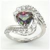 Image 1 : Silver Mystic Topaz Cz(2.9ct) Rhodium Plated Ring (~weight 5.98g)
