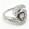 Image 4 : Silver Mystic Topaz Cz(2.9ct) Rhodium Plated Ring (~weight 5.98g)