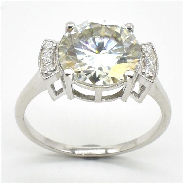 Silver Certified Moissanite (Round 10.50 & 1.5 Mm)(3.85ct) Rhodium Plated Test And Looks Better Than