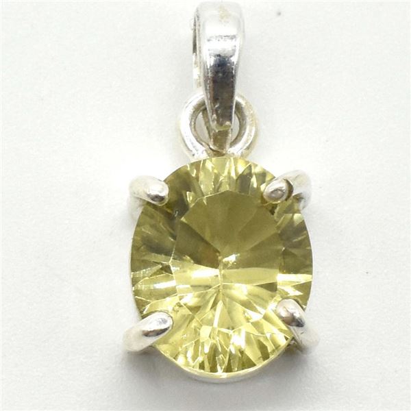 Silver Lemon Quartz(3.3ct) Leser Cut Pendant (~weight 2.6g)