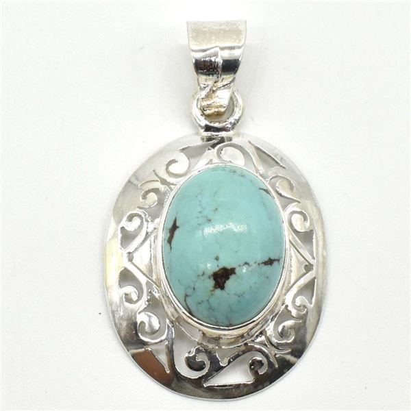 Silver Turquoise(8.9ct) Pendant (~weight 5.7g)