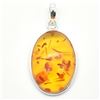 Image 1 : Silver Amber (Reconstituted)(7.2ct) Pendant (~weight 2.85g)