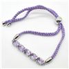 Image 1 : Silver Amethyst(4.5ct) Rhodium Plated Thread Bracelet Adjustable Bracelet (~weight 4.9g)