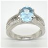 Image 1 : Silver Blue Topaz Cz(1.95ct) Rhodium Plated Ring (~weight 5.1g)