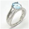 Image 2 : Silver Blue Topaz Cz(1.95ct) Rhodium Plated Ring (~weight 5.1g)