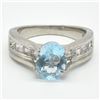 Image 3 : Silver Blue Topaz Cz(1.95ct) Rhodium Plated Ring (~weight 5.1g)