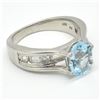 Image 4 : Silver Blue Topaz Cz(1.95ct) Rhodium Plated Ring (~weight 5.1g)