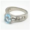 Image 5 : Silver Blue Topaz Cz(1.95ct) Rhodium Plated Ring (~weight 5.1g)