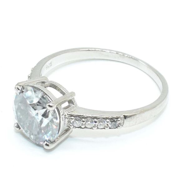 Silver Moissanite ( Round 7.5 & 1.5 Mm)(1.85ct) Rhodium Plated Test And Looks Better Than Diamond Ri