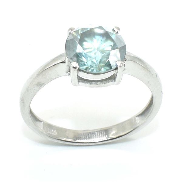Silver Moissanite ( Round 8.50 Mm)(2.4ct) Rhodium Plated Test And Looks Better Than Diamond Ring (~w