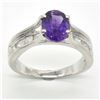 Image 1 : Silver Amethyst Cz(1.8ct) Rhodium Plated Ring (~weight 4.9g)
