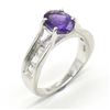 Image 2 : Silver Amethyst Cz(1.8ct) Rhodium Plated Ring (~weight 4.9g)