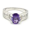 Image 3 : Silver Amethyst Cz(1.8ct) Rhodium Plated Ring (~weight 4.9g)