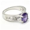 Image 4 : Silver Amethyst Cz(1.8ct) Rhodium Plated Ring (~weight 4.9g)
