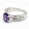 Image 5 : Silver Amethyst Cz(1.8ct) Rhodium Plated Ring (~weight 4.9g)